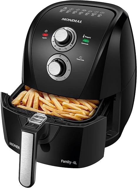 Fritadeira Sem Óleo Air Fryer Mondial 4L, Preto 110/220V
