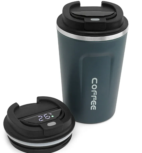 Copo Térmico Coffee para DTF-UV Aço Inox com Tampa Digital Azul Fosco - 400ml