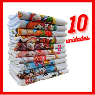 10 Panos de Prato - Estampado Bainha Colorido